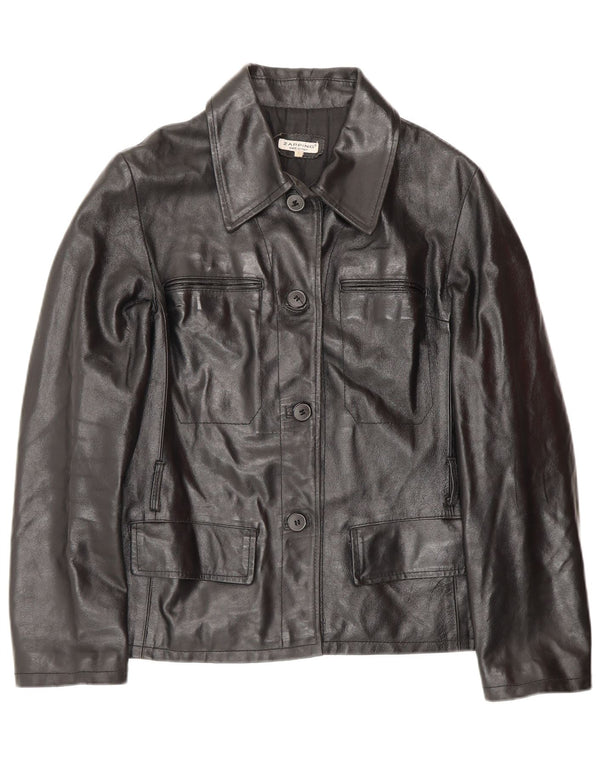 Jachetă de piele vintage pentru femei UK 10 Mic din piele neagră