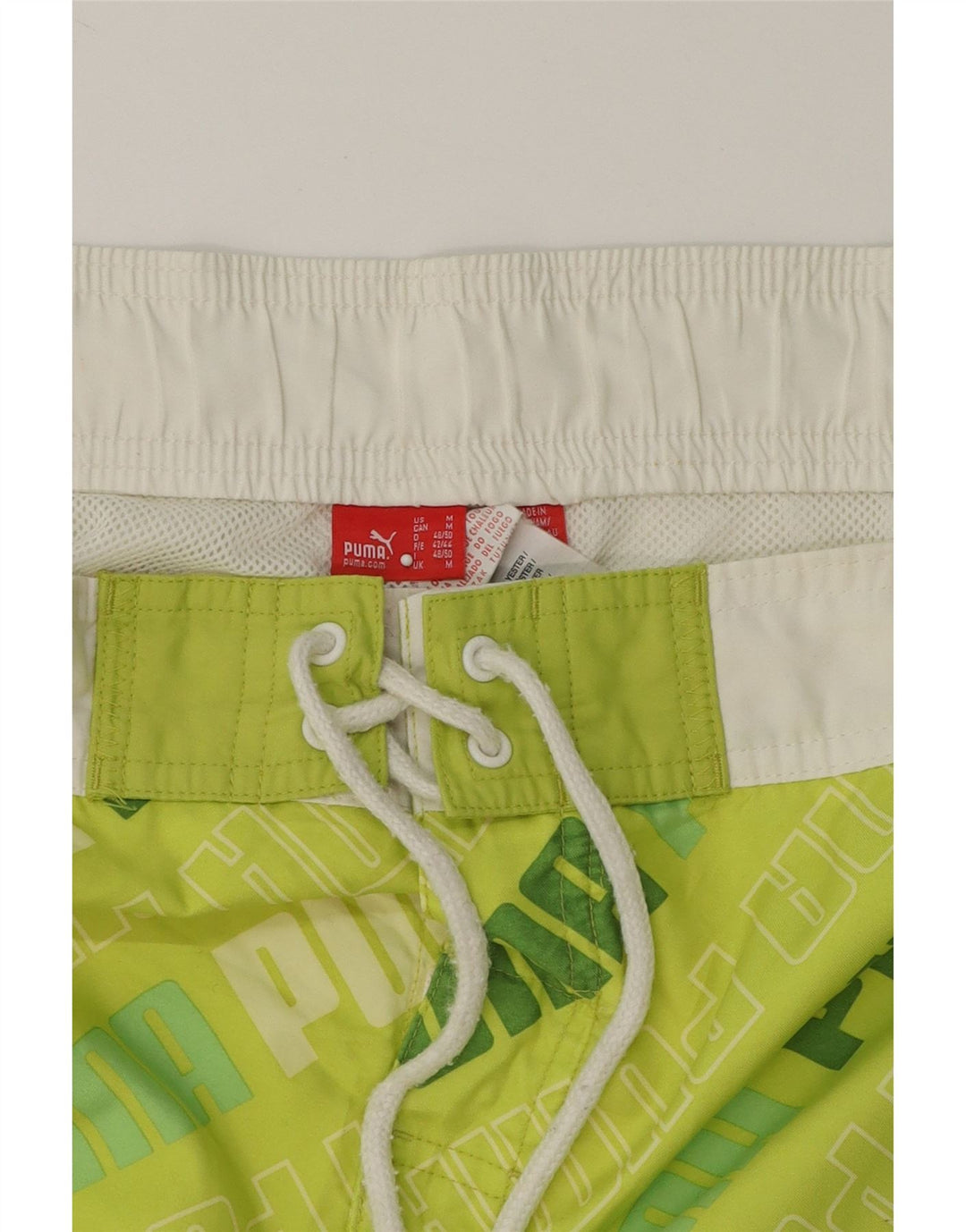 PUMA Mens Graphic Swimming Shorts Medium Green Colourblock Polyester Vintage Puma and Second-Hand Puma from Messina Hembry 