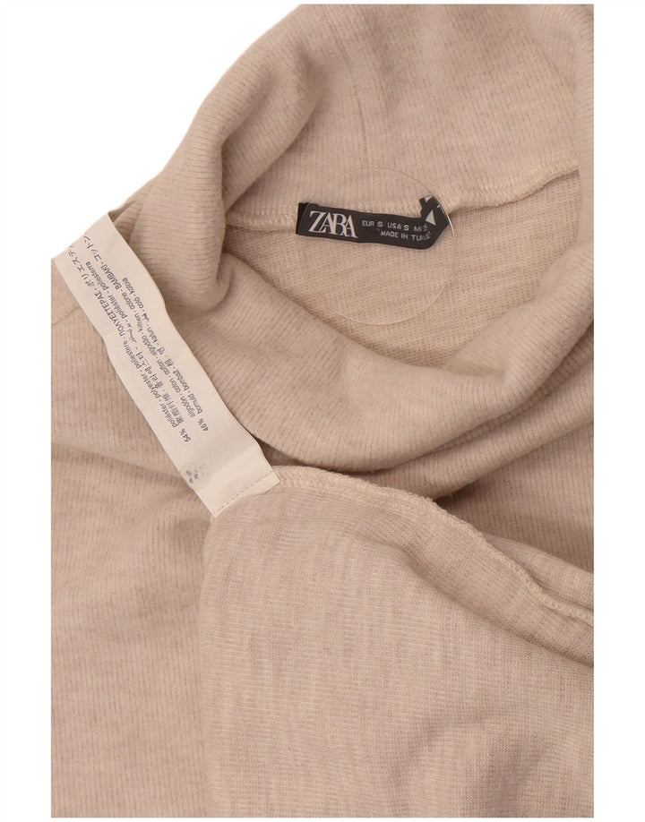 Zara Womens Vest Tank Top UK 8 Mic Bej Poliester