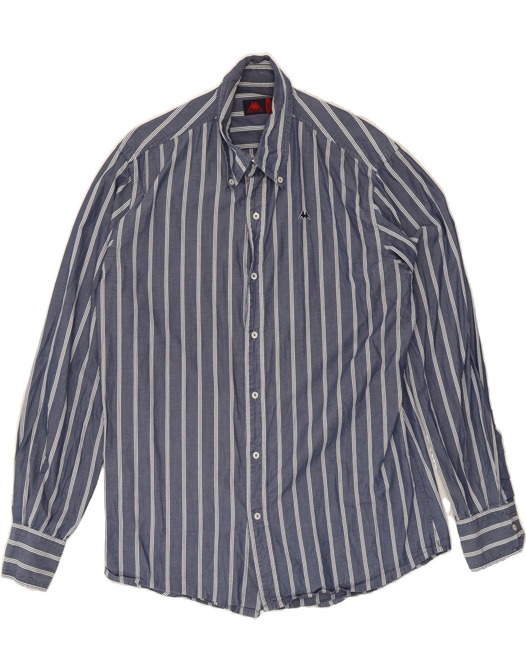 KAPPA Mens Shirt Large Navy Blue Striped Cotton Vintage Kappa and Second-Hand Kappa from Messina Hembry 