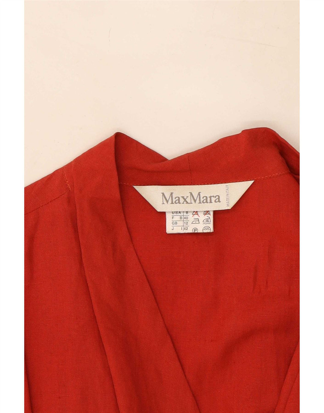 Max Mara Femei Wrap Dress UK 12 Medium Red Linen
