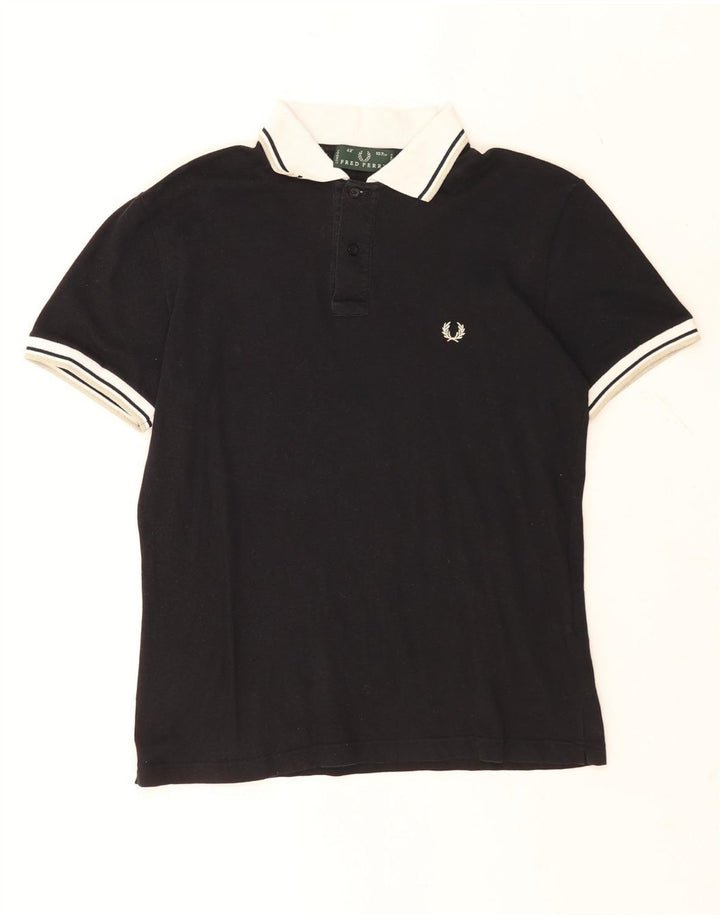 Cămașă polo Fred Perry pentru bărbați, bumbac color bloc mediu, negru