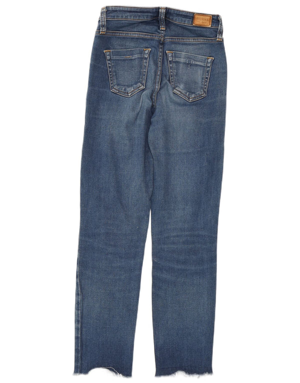 Blugi slim pentru femei GUESS L25 L27 bumbac albastru