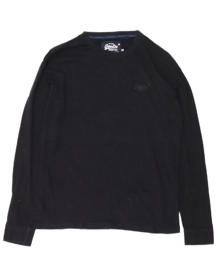 SUPERDRY Top pentru bărbați cu mânecă lungă din bumbac mediu negru