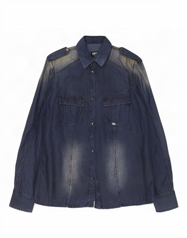 Cămașă militară din denim Datch pentru femei UK 18 XL bleumarin Lyocell