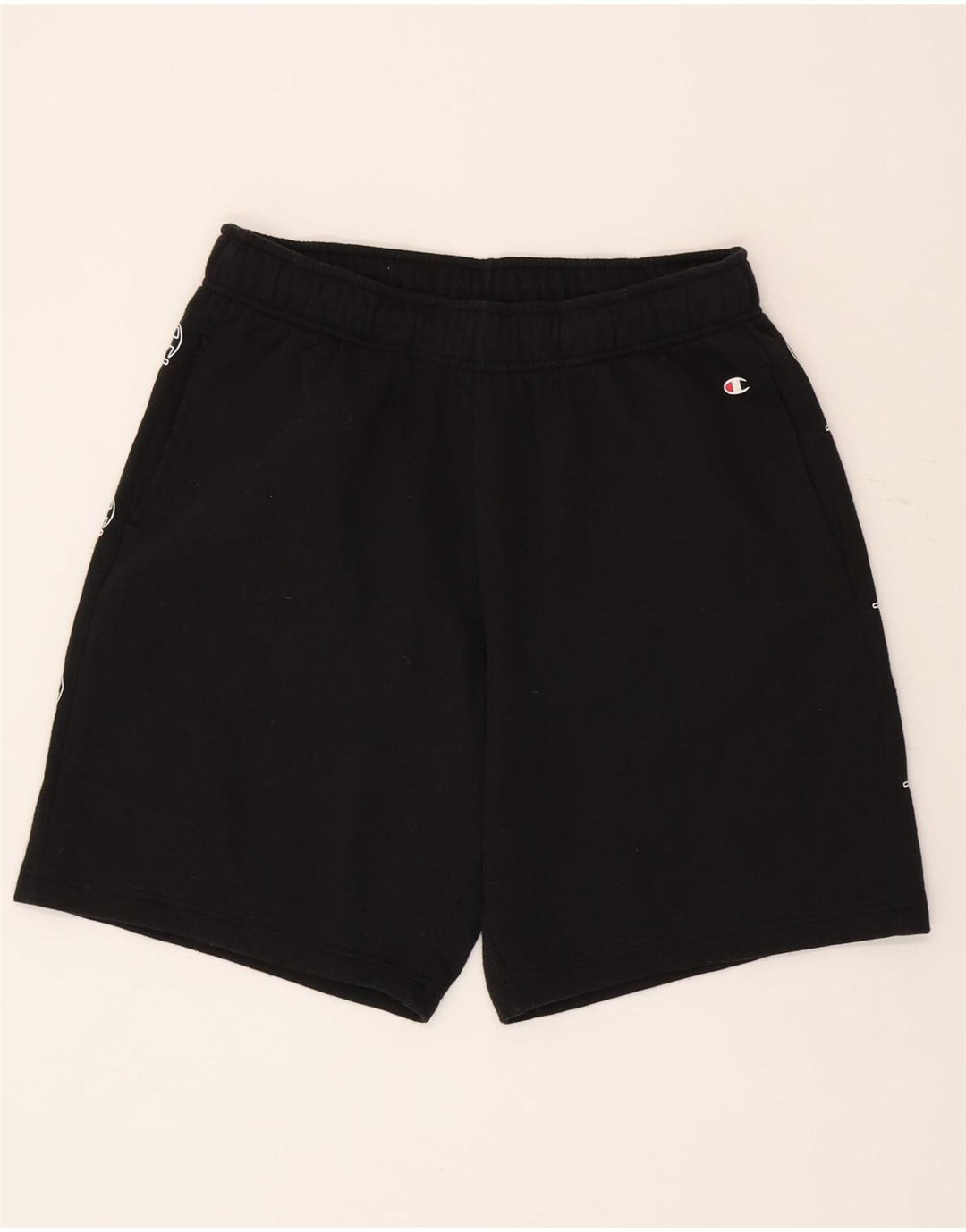 Pantaloni scurți sport grafic Champion pentru bărbați, bumbac mediu negru