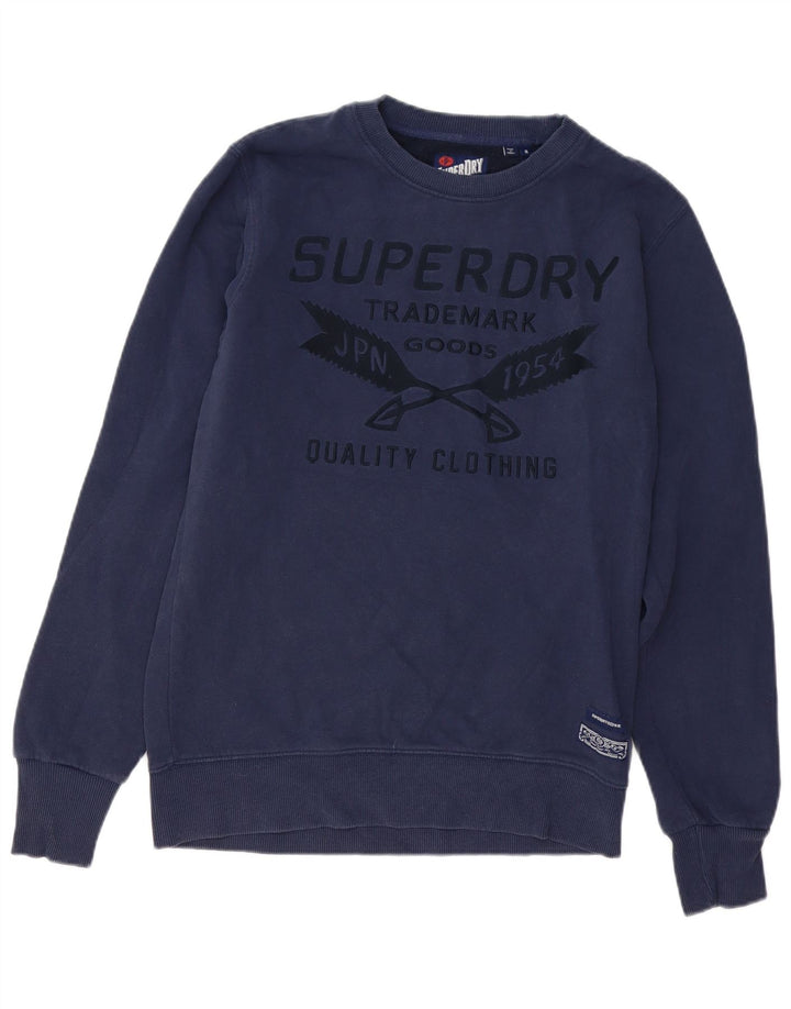 Hanorac grafic pentru bărbați Superdry Pulover mediu din bumbac bleumarin