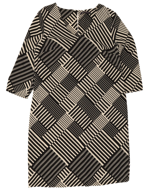 Rochie pentru femei Marks & Spencer cu mâneci 3/4 rochie UK 12 Medium Negru Geometric