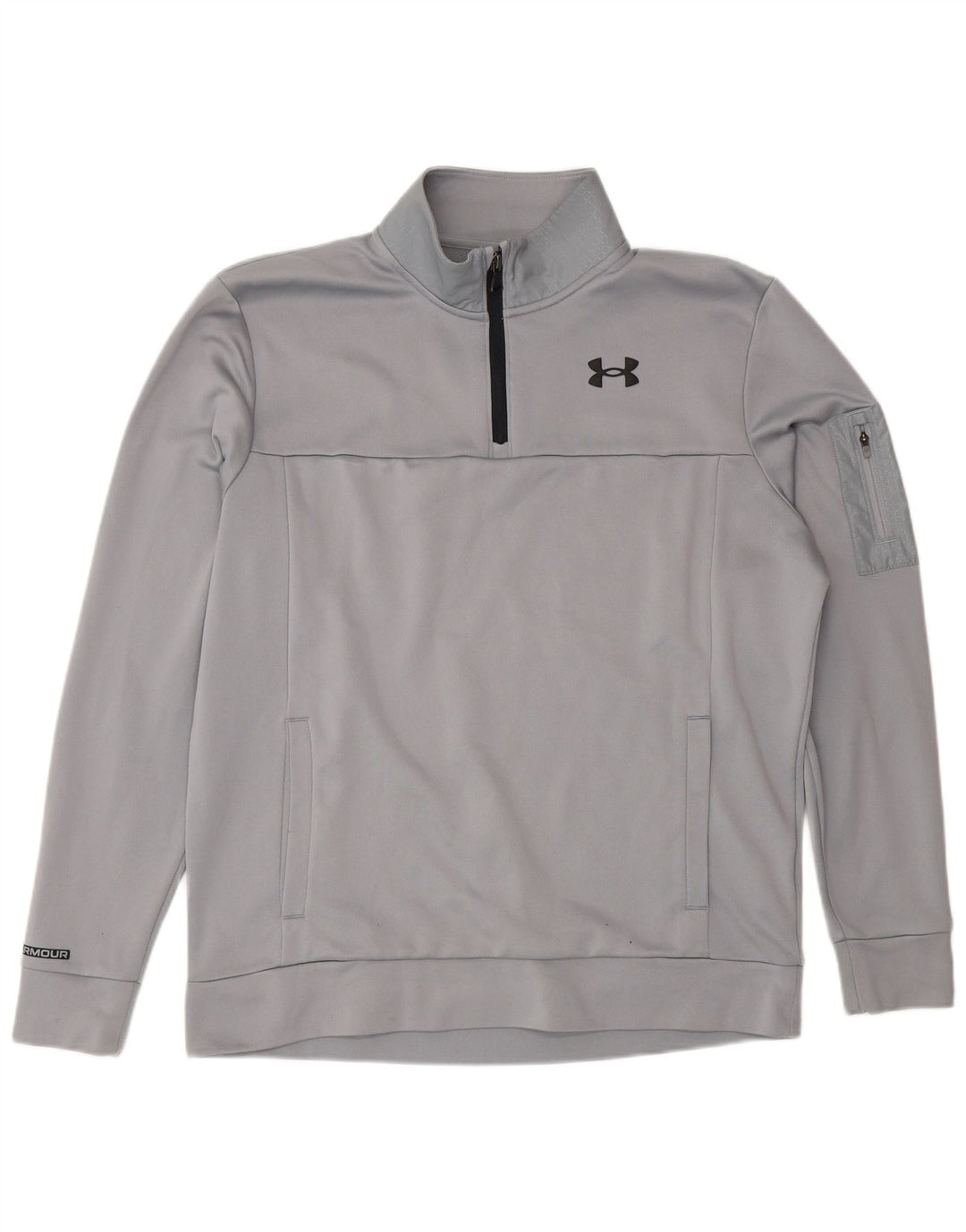 Pulover pentru bărbați Under Armour, cu fermoar și gât, poliester, gri mediu