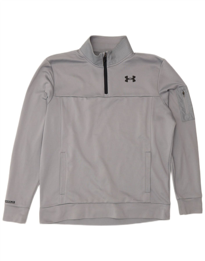 Pulover pentru bărbați Under Armour, cu fermoar și gât, poliester, gri mediu
