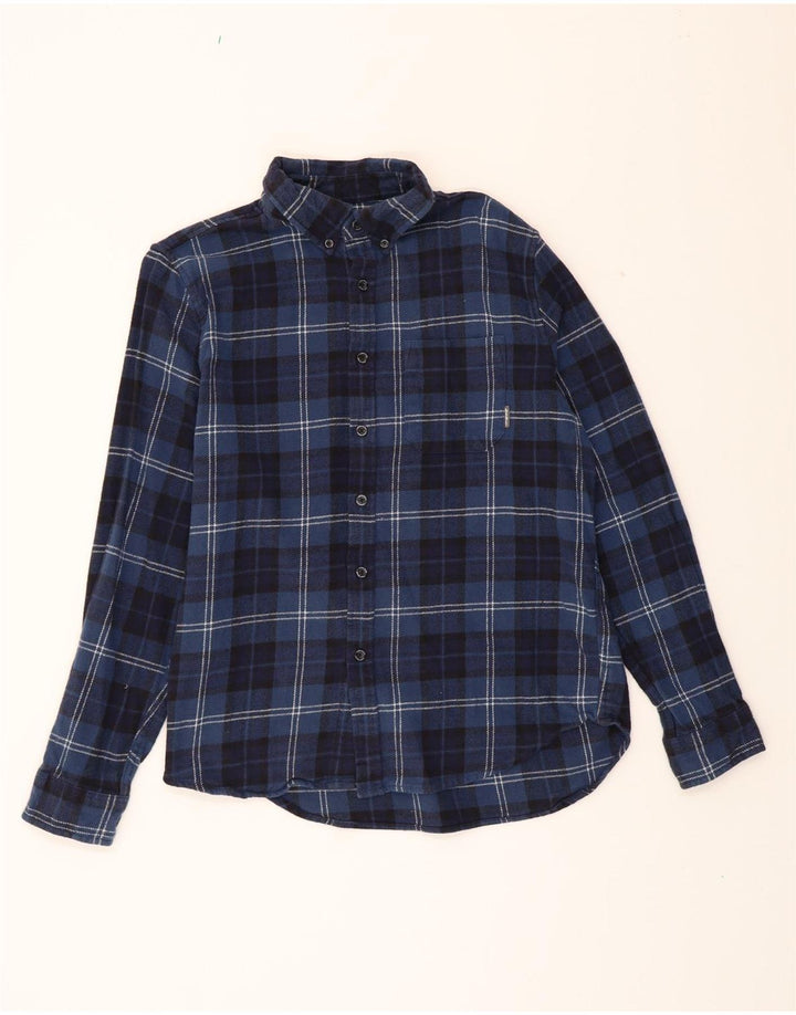 EDDIE BAUER Mens Flannel Shirt Medium Navy Blue Check Cotton Vintage Eddie Bauer and Second-Hand Eddie Bauer from Messina Hembry 