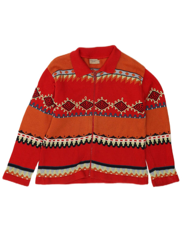 MORE & Băieți Pulover Cardigan 9-10 Ani Bumbac Geometric Roșu