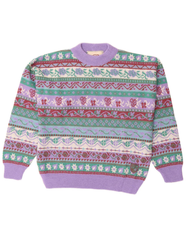 SILVY Pulover pentru femei cu decolteu rotund IT 42 Medium Purple Fair Isle