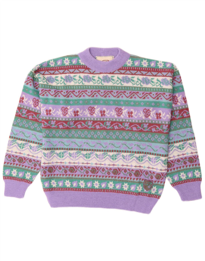 SILVY Pulover pentru femei cu decolteu rotund IT 42 Medium Purple Fair Isle