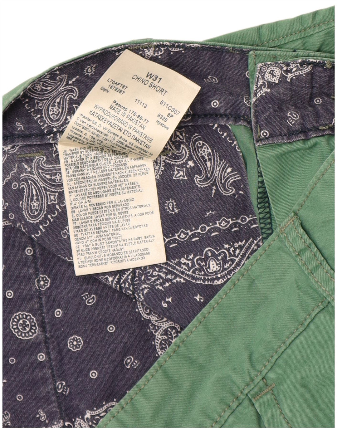 Pantaloni scurți chino pentru bărbați Lee W31, bumbac verde mediu