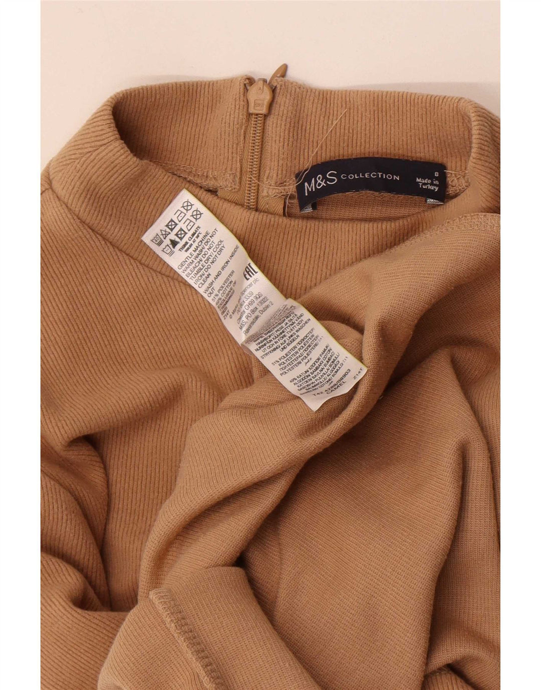 Rochie pulover cu mânecă lungă pentru femei Marks & Spencer UK 8 Mic Bej Poliester