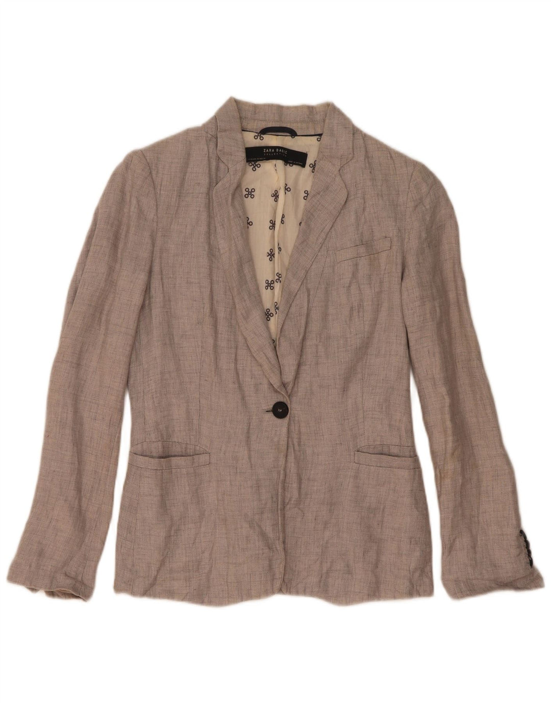 Blazer pentru femei Zara, cu 1 nasture, UK 6 XS, in gri