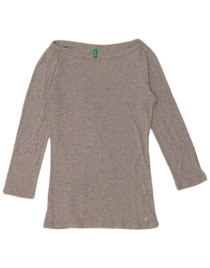 BENETTON Top pentru femei cu umăr dezactivat cu mâneci 3/4 UK 12 Medium Gri pete