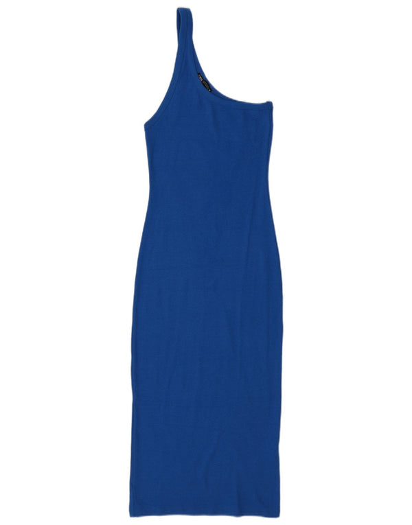 Rochie Zara femeie cu un umăr UK 12, bumbac albastru mediu