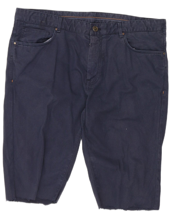 Zara Mens Casual Shorts EU 46 XL W36 Navy Blue Cotton