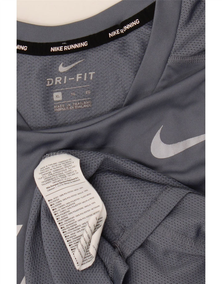 Tricou grafic Nike Dri Fit pentru bărbați Top XL poliester cu dungi gri