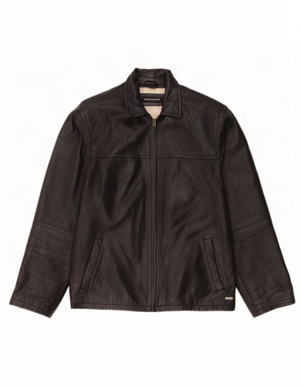 Jachetă de piele pentru bărbați Pierre Cardin UK 40 Large Black