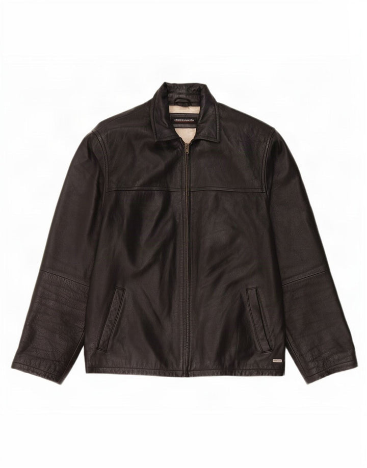 Jachetă de piele pentru bărbați Pierre Cardin UK 40 Large Black