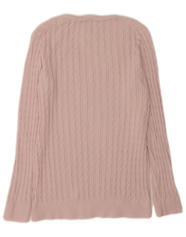 Pulover pentru femei Tommy Hilfiger cu decolteu în V UK 14 mare bumbac roz