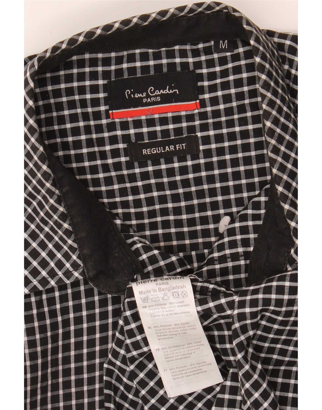Pierre Cardin Cămașă Paris pentru bărbați Medium Black Check Poliester