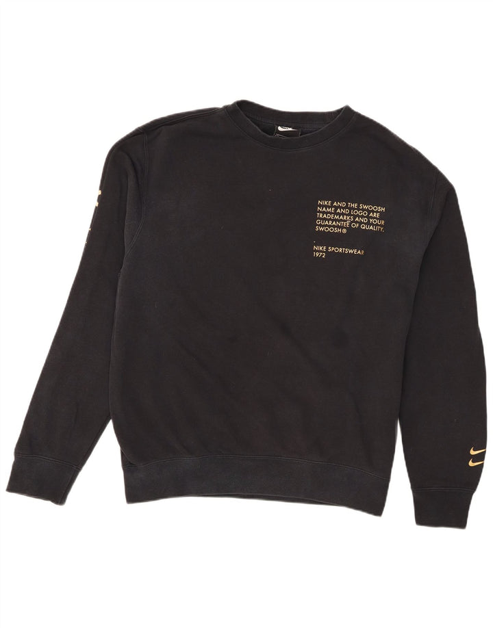 Pulover Nike Swoosh Graphic pentru bărbați, bumbac mediu negru
