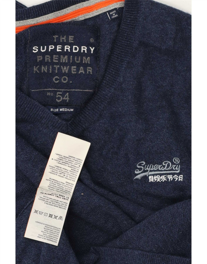 Pulover cu decolteu în V Superdry pentru bărbați, bumbac mediu albastru bleumarin