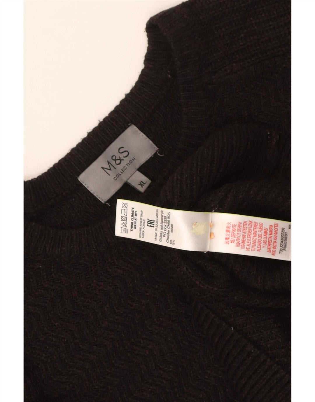 Pulover pentru bărbați Marks & Spencer cu gât roșu XL maro acrilic