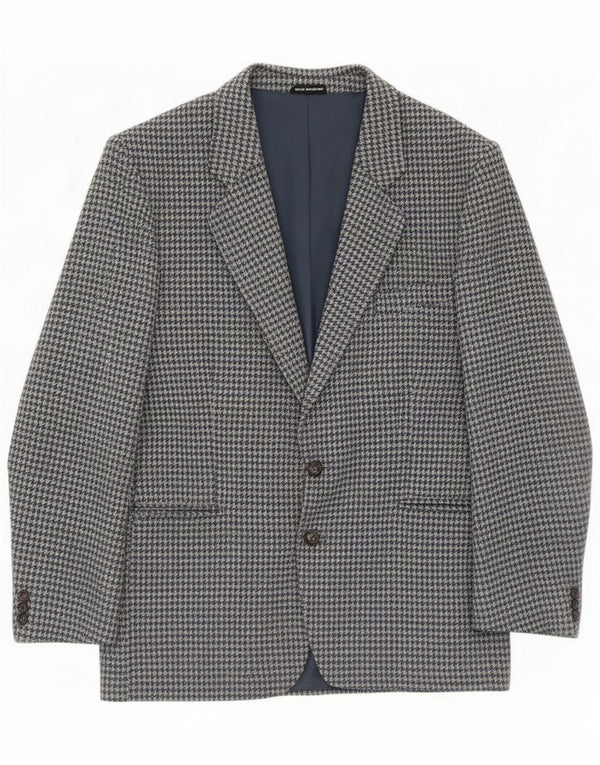 Jachetă blazer exclusivă pentru bărbați cu 2 nasturi UK 40, lână nouă, gri mare, cu picior de gală