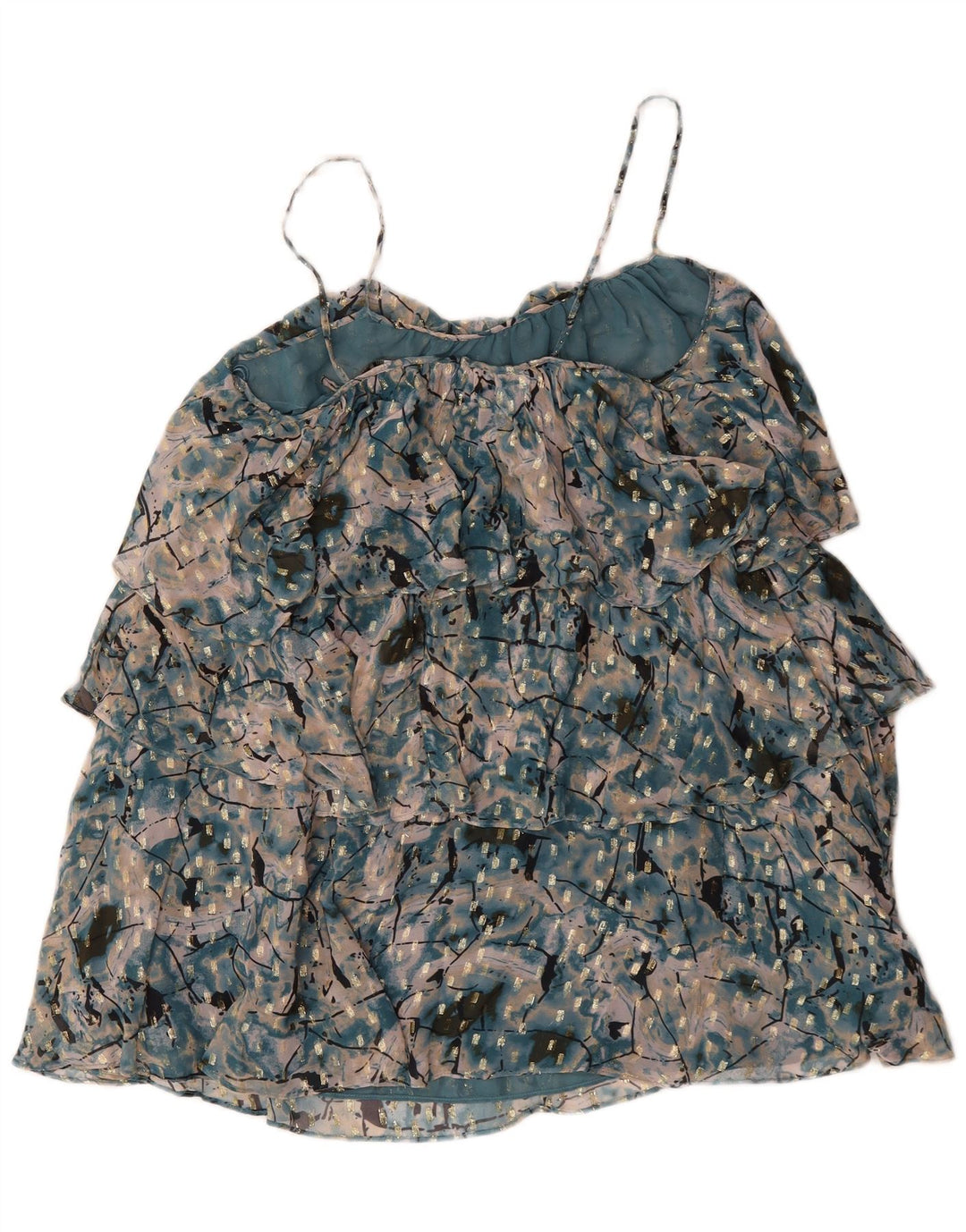 Rochie cu etaje pentru femei Zara, cu model abstract, UK 16 Poliester verde mare