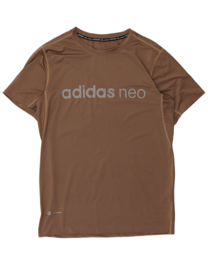 Tricou cu grafică Adidas Aeroready pentru bărbați Top mare din poliester maro