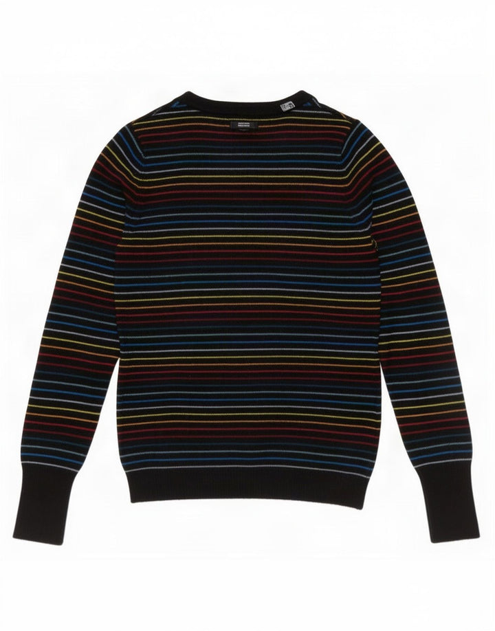 Pulover pentru femei Lacoste cu decolteu în V, mărimea 38, în dungi medii, multicolore