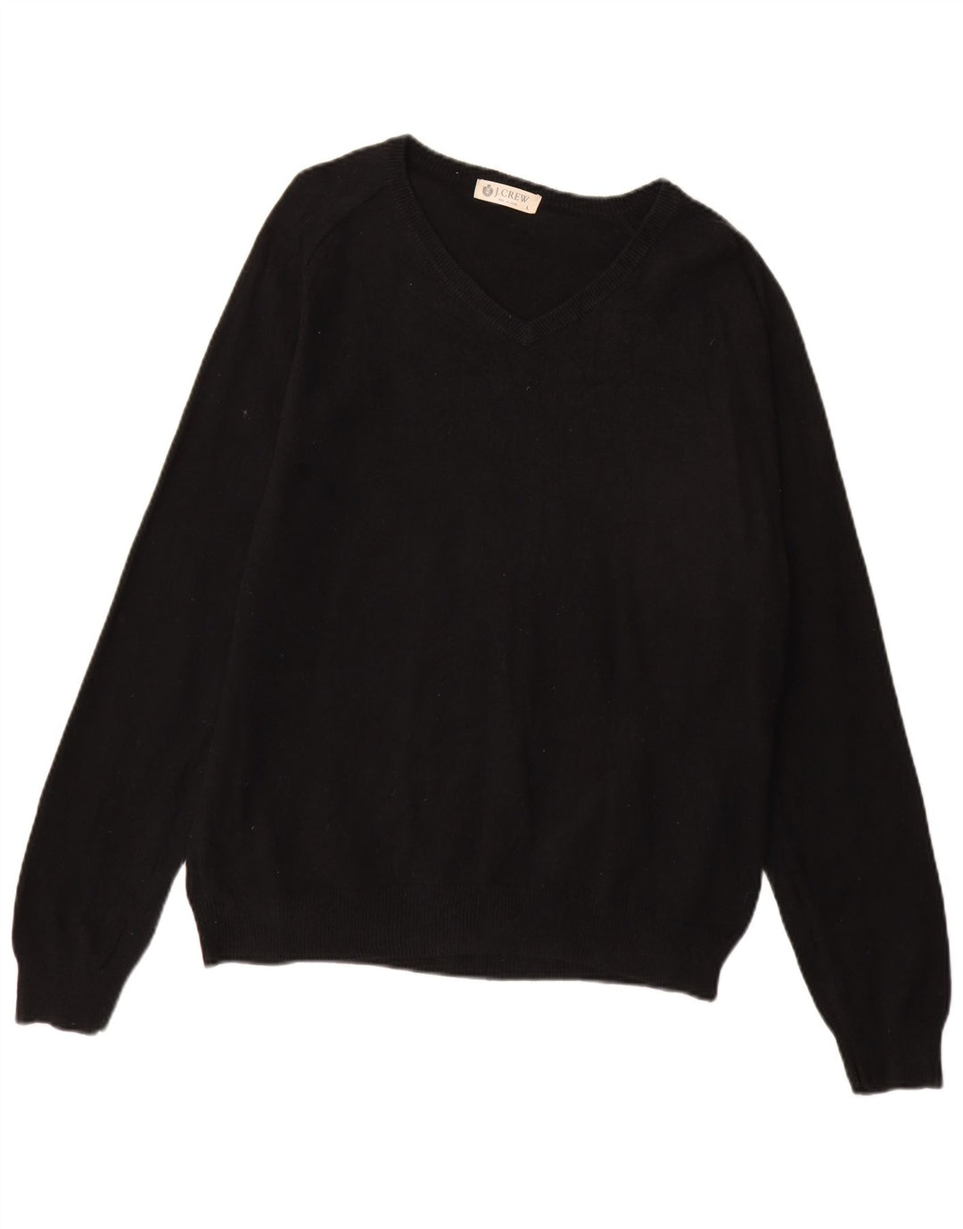 J. Crew Pulover cu decolteu în V pentru bărbați, bumbac mare, negru
