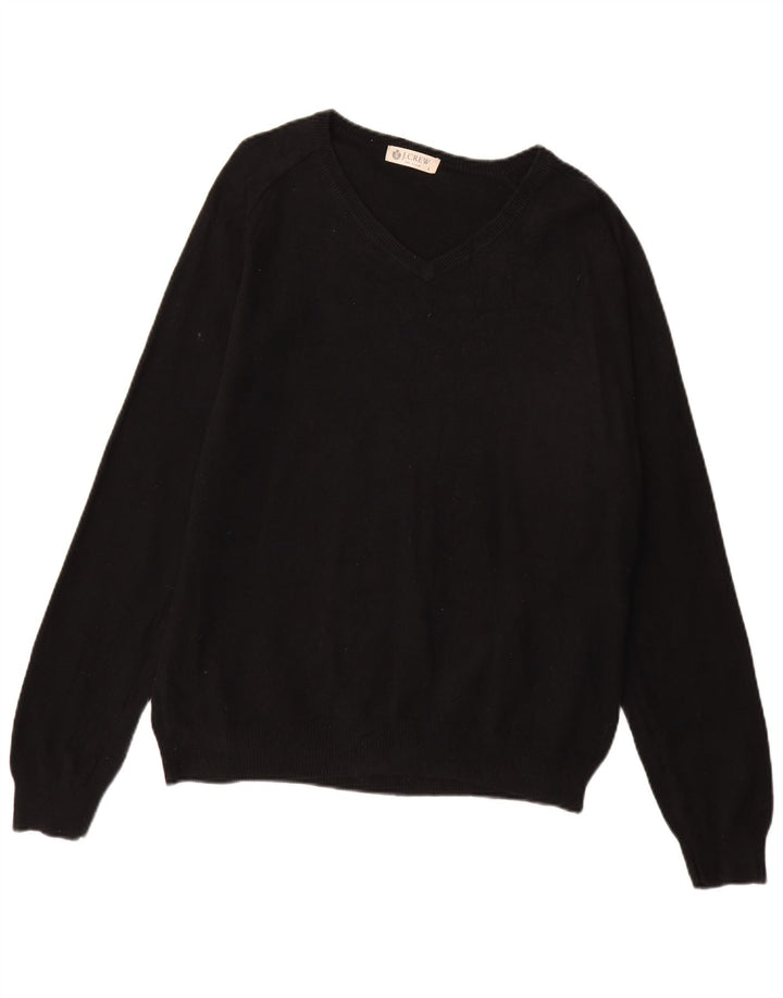 J. Crew Pulover cu decolteu în V pentru bărbați, bumbac mare, negru