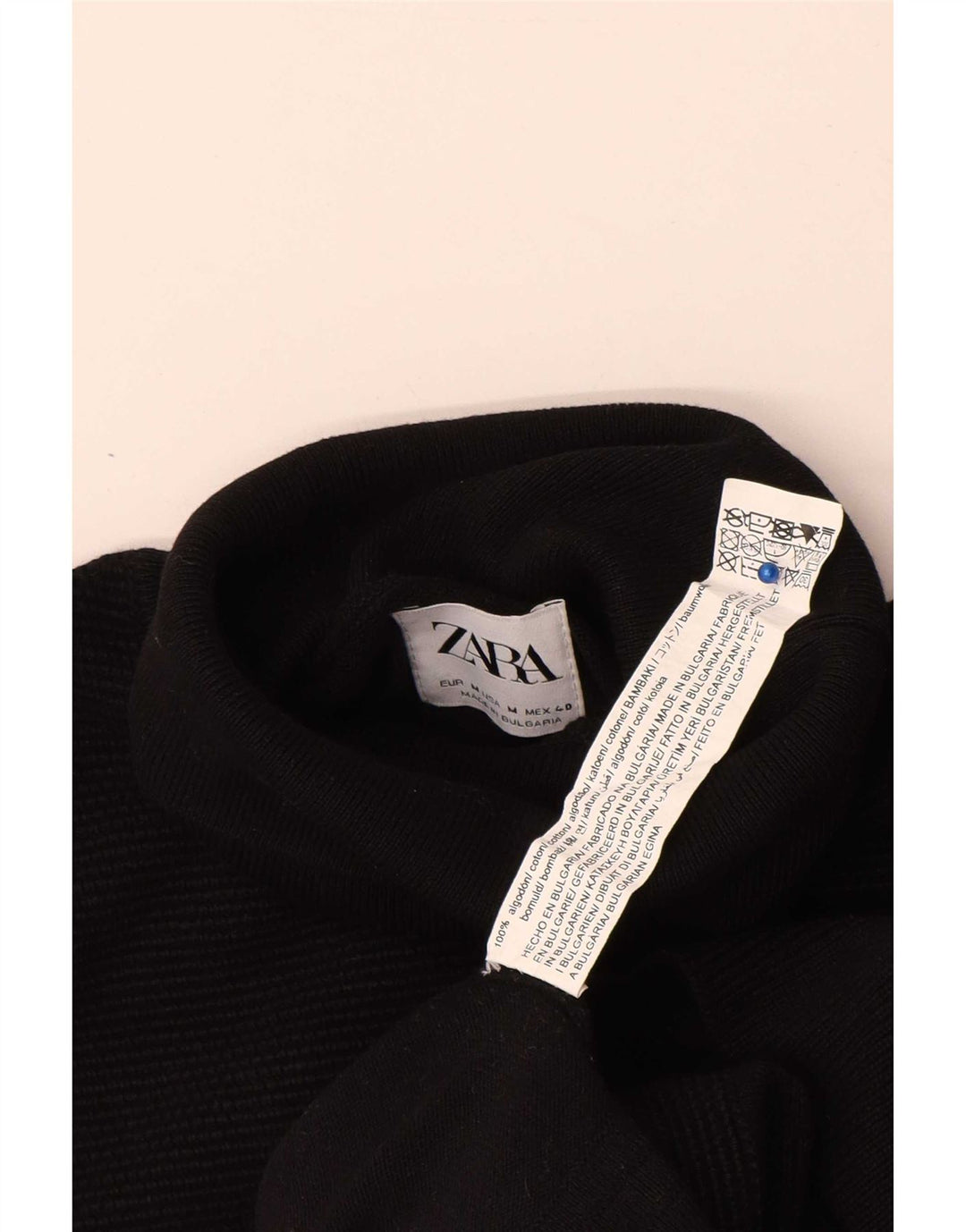 Pulover pentru femei Zara cu gât rulat din bumbac mediu negru UK 14