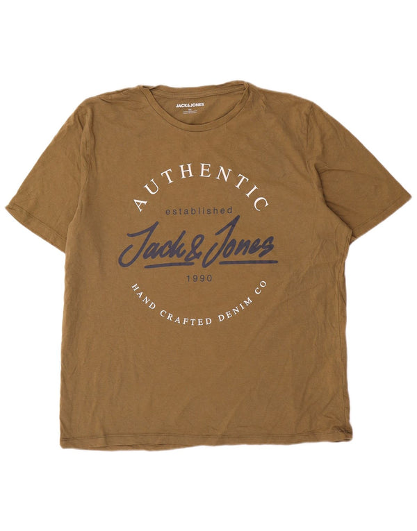 Tricou cu grafic Jack & Jones pentru bărbați Top 2XL bumbac kaki