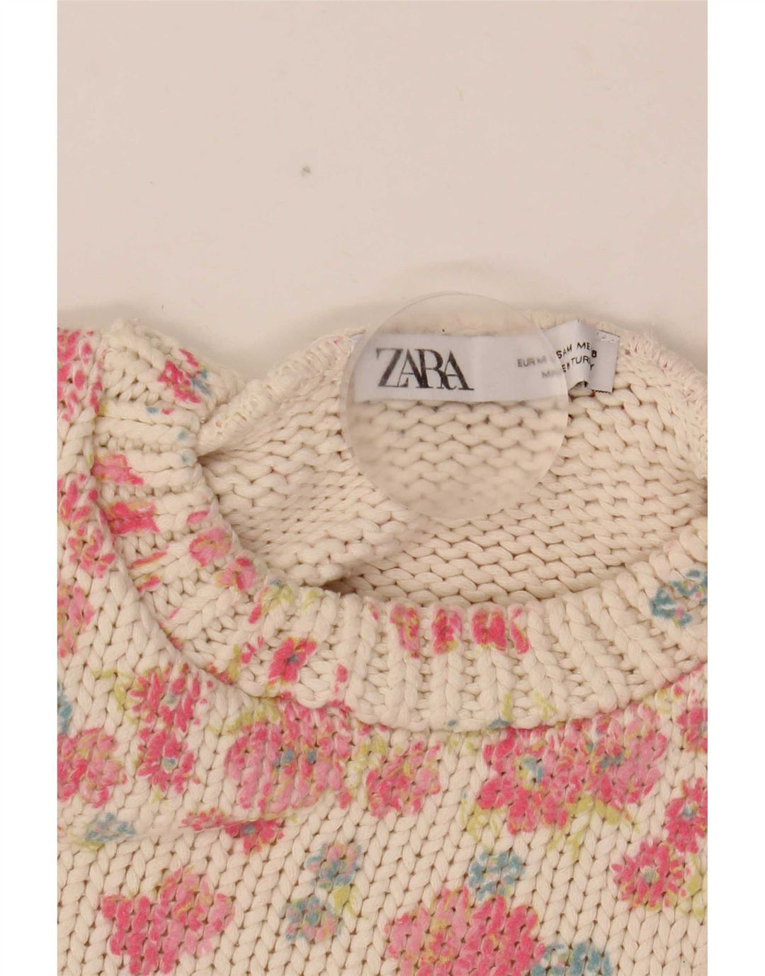 Zara femei Crop Vest Tank Top UK 12 Medium White Floral Poliester