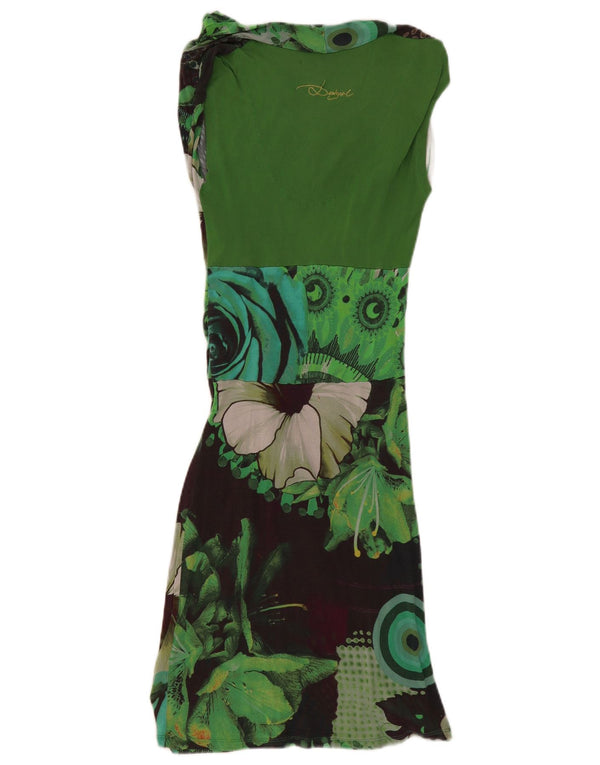 Rochie A-Line fără mâneci Desigual pentru femei UK 6 XS verde geometrică