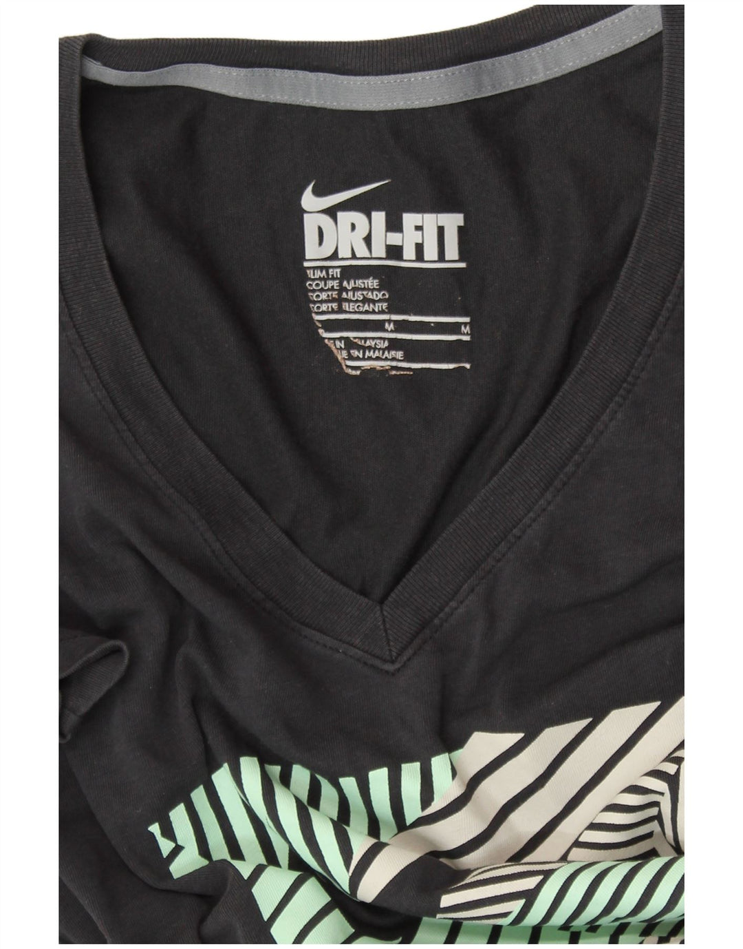 Tricou grafic NIKE Dri Fit Slim Fit Top UK 12 Medium Negru