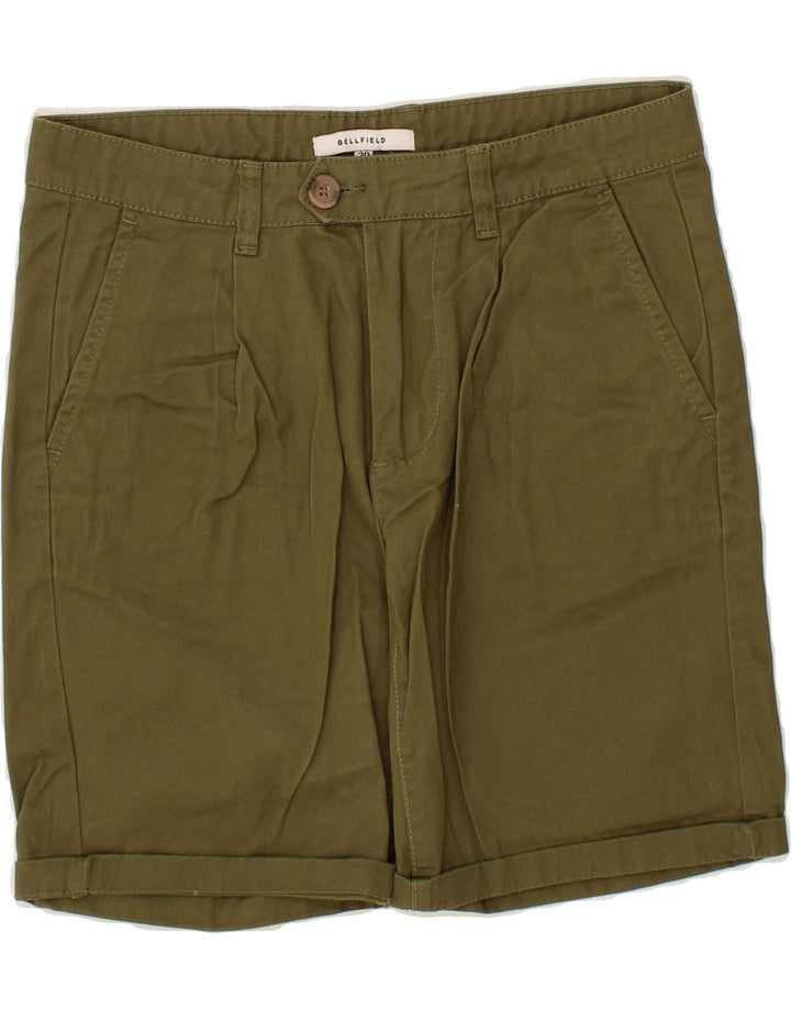 BELLFIELD Womens Pegged Chino Shorts W30 Medium Khaki Cotton Vintage Bellfield and Second-Hand Bellfield from Messina Hembry 