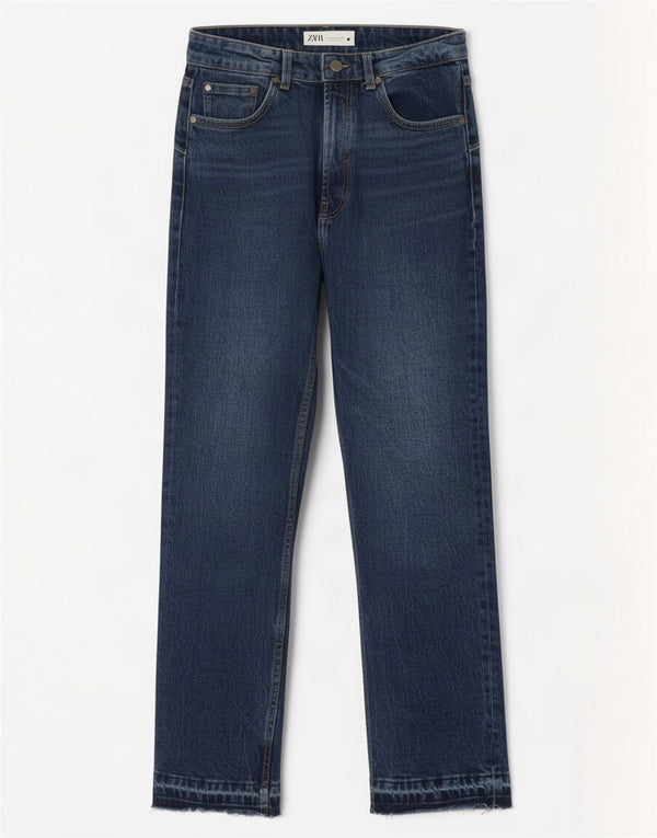 Blugi drepti pentru femei cu talie înaltă Zara EU 36 XS L26 L27 Bumbac albastru