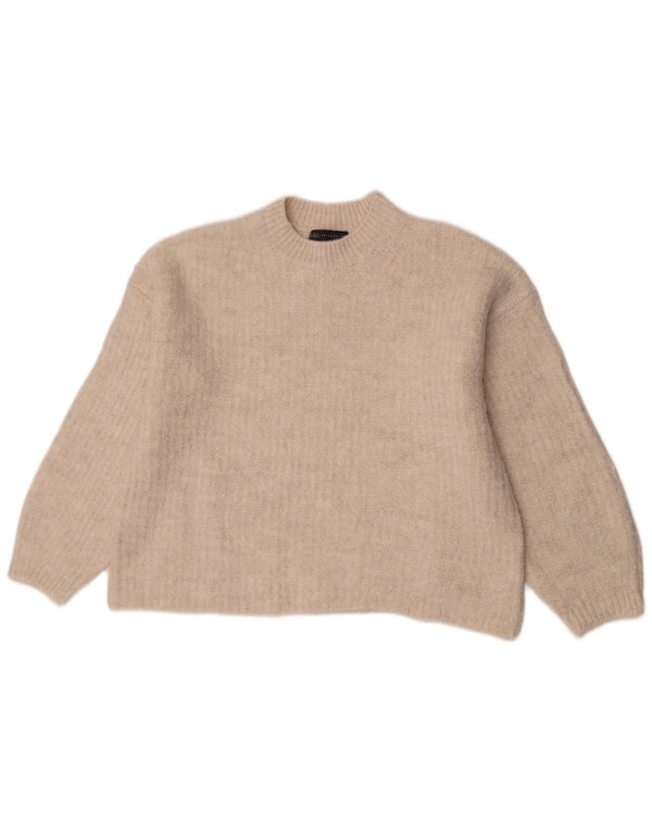 Pulover pentru femei Marks & Spencer cu decolteu rotund UK 14 Medium Bej Acrilic