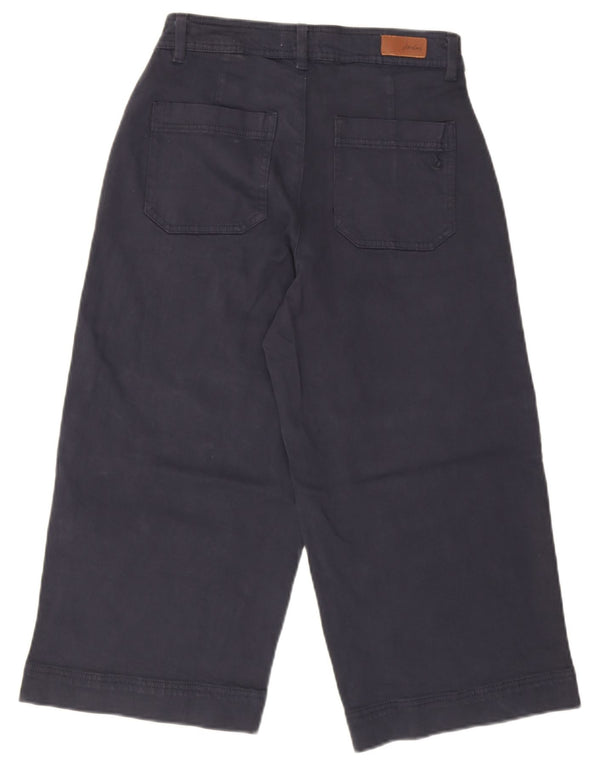 Joules Womens Wide Leg Cropped Trousers UK 8 Small W26 L20 Navy Blue Cotton