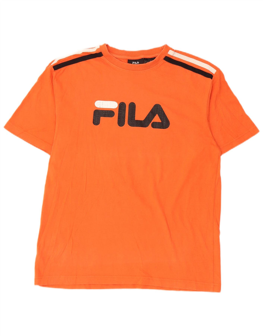 Tricou cu grafic pentru bărbați Fila Top din bumbac cu dungi portocaliu mediu