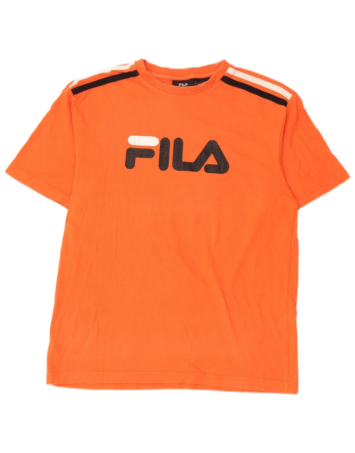 Tricou cu grafic pentru bărbați Fila Top din bumbac cu dungi portocaliu mediu