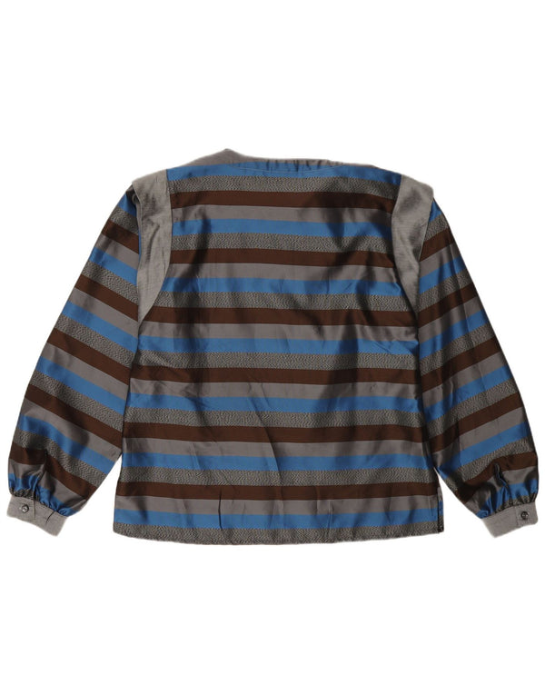 Bluză vintage cu mâneci lungi pentru femei UK 12 Medium Blue Striped